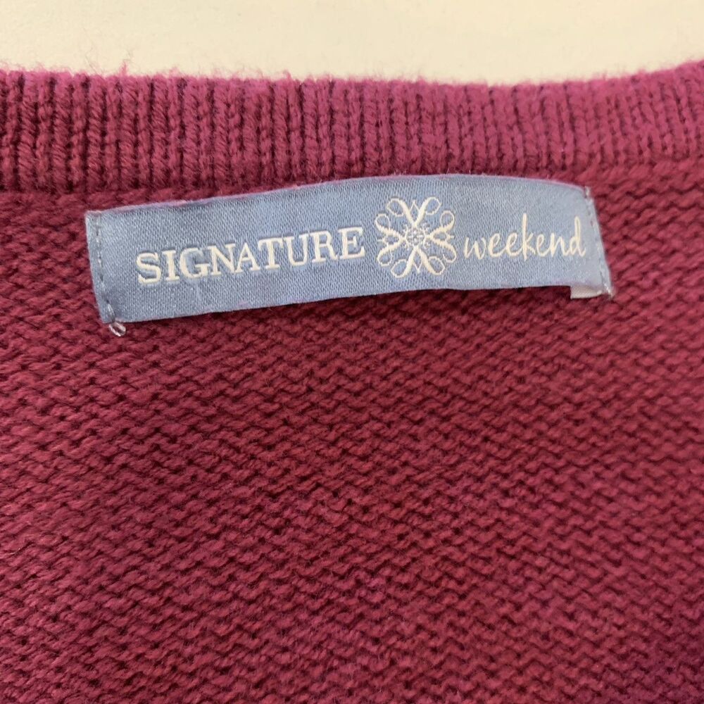Signature Weekend Cowl Collar Cardigan Womens 1X Purple Cotton Blend - Picture 4 of 7